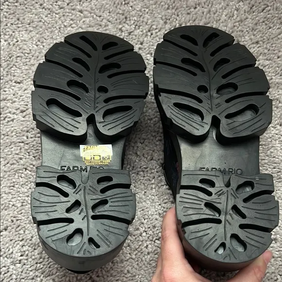 NWOB Farm Rio Embroidered Black Loafers US 6