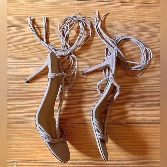 NWOB Isabel Marant Arja Lambskin Ankle Wrap Sandals in Neutral Sz 41