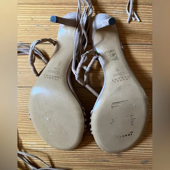 NWOB Isabel Marant Arja Lambskin Ankle Wrap Sandals in Neutral Sz 41