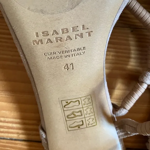 NWOB Isabel Marant Arja Lambskin Ankle Wrap Sandals in Neutral Sz 41
