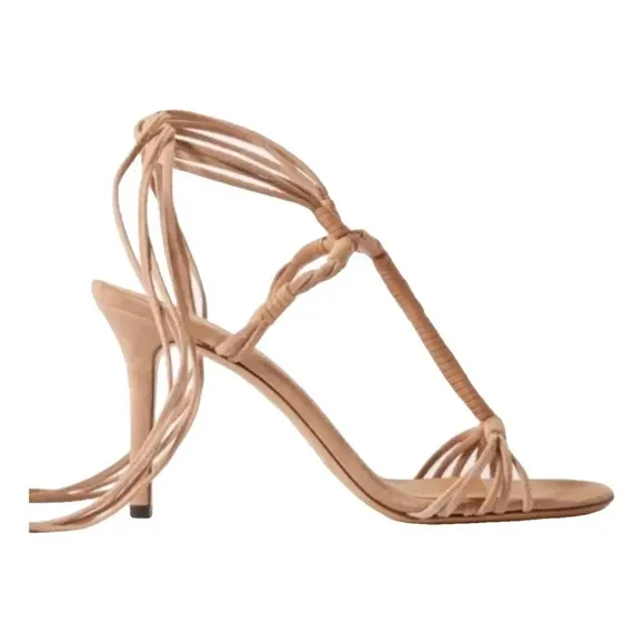 NWOB Isabel Marant Arja Lambskin Ankle Wrap Sandals in Neutral Sz 41