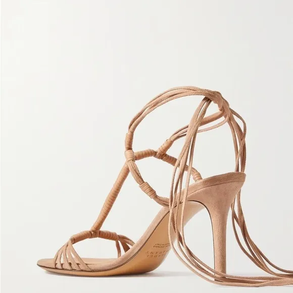 NWOB Isabel Marant Arja Lambskin Ankle Wrap Sandals in Neutral Sz 41