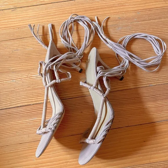 NWOB Isabel Marant Arja Lambskin Ankle Wrap Sandals in Neutral Sz 41