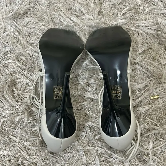 NWOB Reiss Kali Leather Strappy Wrap Stiletto Sandals in Off White Sz 38 US 7.5