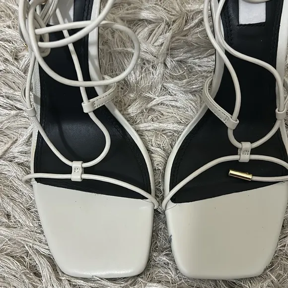 NWOB Reiss Kali Leather Strappy Wrap Stiletto Sandals in Off White Sz 38 US 7.5