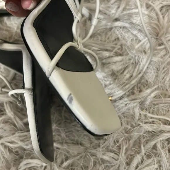 NWOB Reiss Kali Leather Strappy Wrap Stiletto Sandals in Off White Sz 38 US 7.5