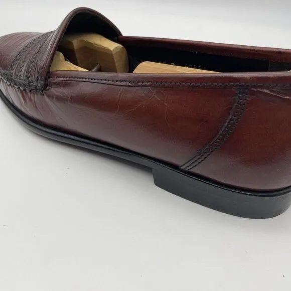 NWOB STUART McGUIRE Burgundy Croc Print ‎ Braided Loafers Sz 9.5 New Without Box