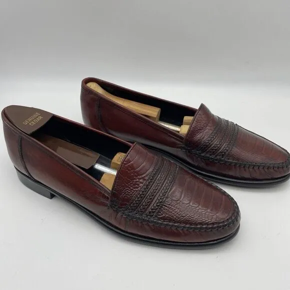 NWOB STUART McGUIRE Burgundy Croc Print ‎ Braided Loafers Sz 9.5 New Without Box