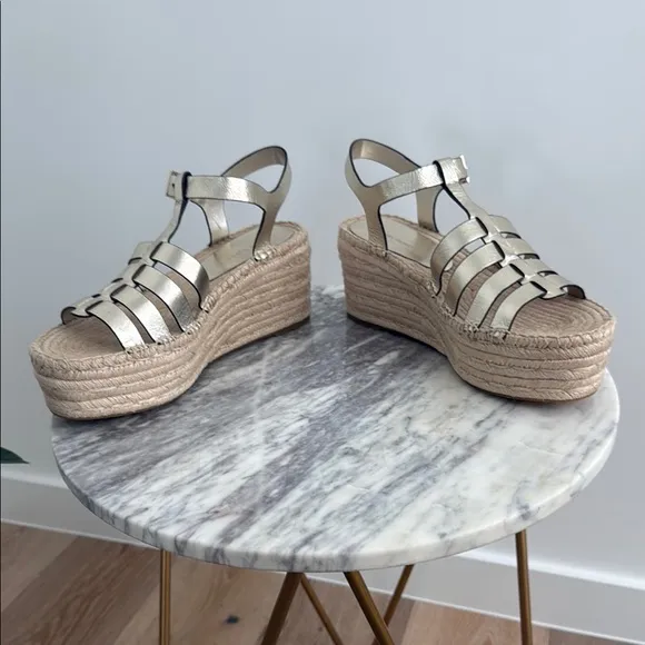 NWOB Tory Burch Gold Fisherman Espadrilles