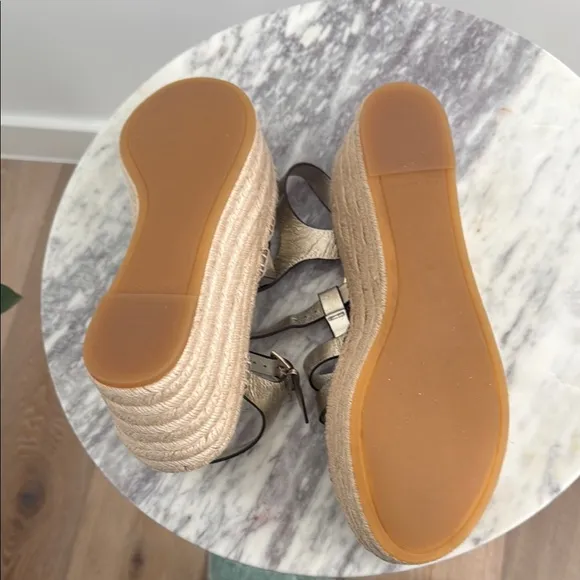 NWOB Tory Burch Gold Fisherman Espadrilles