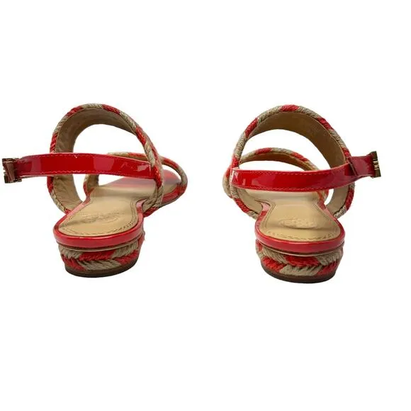 NWOB Tory Burch Lola Poppy Orange Rope Sandals Size 9