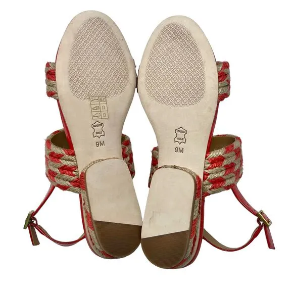 NWOB Tory Burch Lola Poppy Orange Rope Sandals Size 9