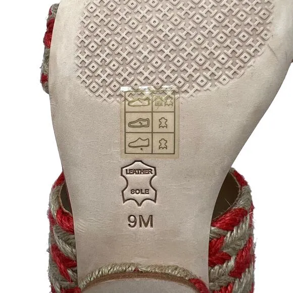 NWOB Tory Burch Lola Poppy Orange Rope Sandals Size 9