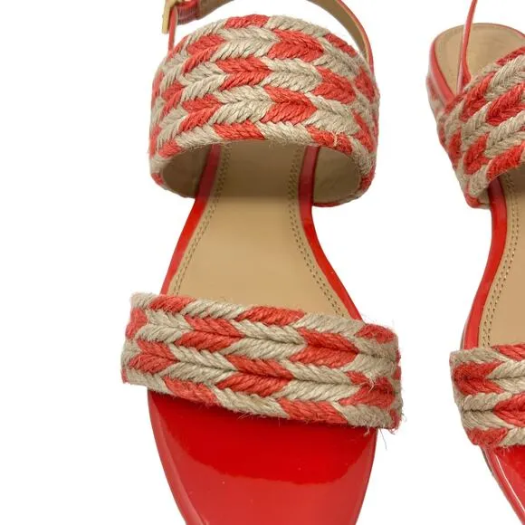 NWOB Tory Burch Lola Poppy Orange Rope Sandals Size 9