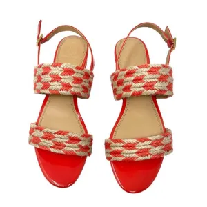 NWOB Tory Burch Lola Poppy Orange Rope Sandals Size 9