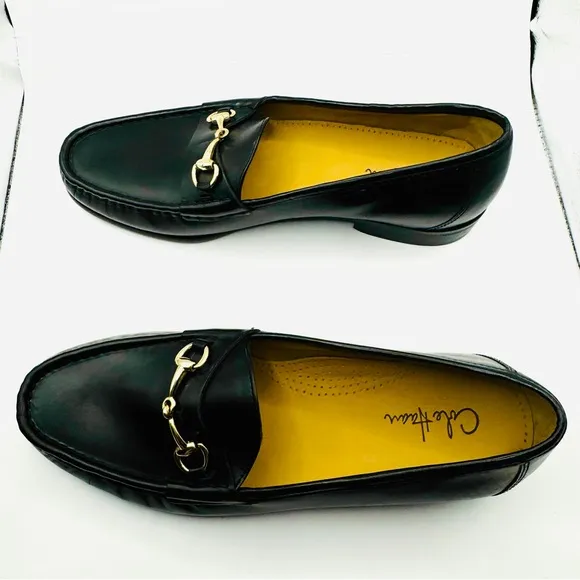 NWOT Authentic Cole Haan Black Leather Slip-On Loafers with Horsebit Detail
