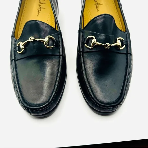 NWOT Authentic Cole Haan Black Leather Slip-On Loafers with Horsebit Detail