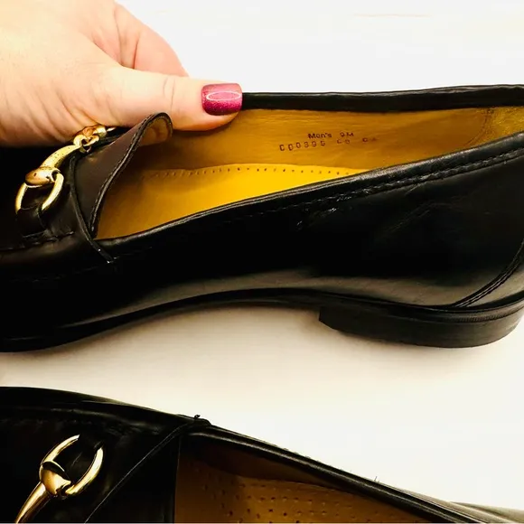 NWOT Authentic Cole Haan Black Leather Slip-On Loafers with Horsebit Detail