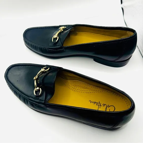 NWOT Authentic Cole Haan Black Leather Slip-On Loafers with Horsebit Detail
