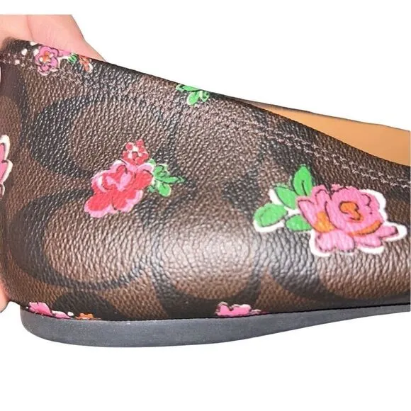 NWOT Coach Leila Ballet Floral Brown Red Size 10