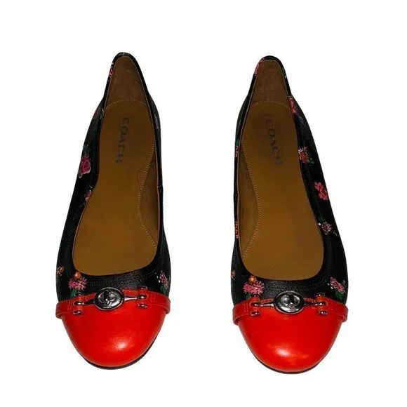 NWOT Coach Leila Ballet Floral Brown Red Size 10