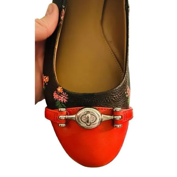 NWOT Coach Leila Ballet Floral Brown Red Size 10