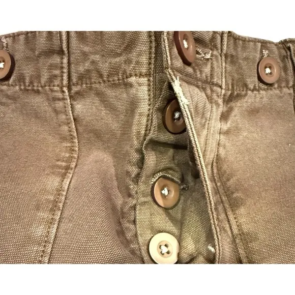 NWOT Free People All Yours Micro Cargo Shorts Brown Denim Boho Hippie Size 12
