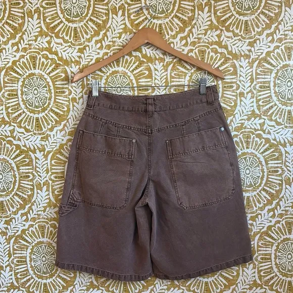 NWOT Free People Bayside Baggy Longline Carpenter Shorts in Oiled Oak size 8