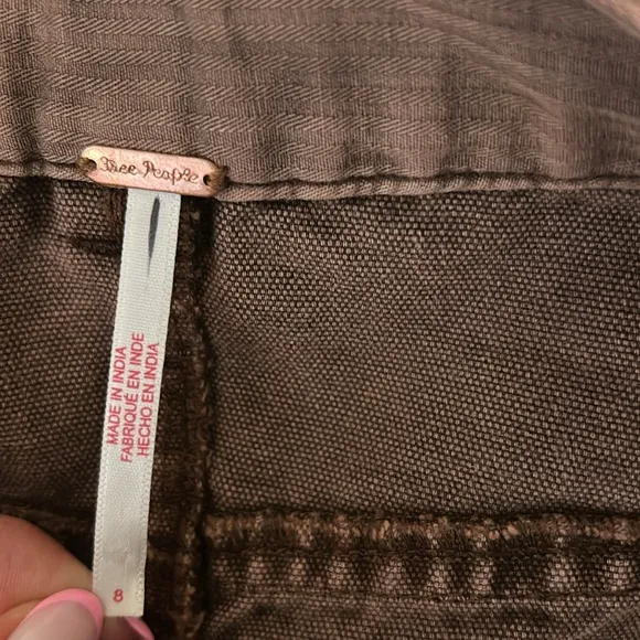 NWOT Free People Bayside Baggy Longline Carpenter Shorts in Oiled Oak size 8