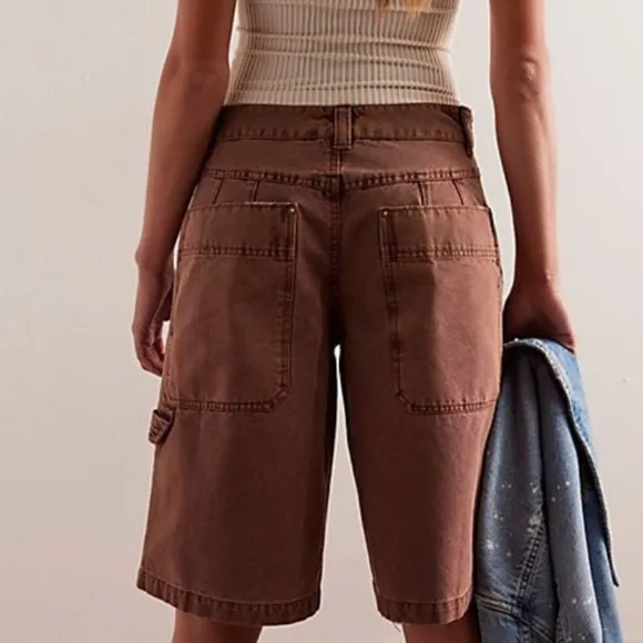 NWOT Free People Bayside Carpenter Shorts - SZ . 0 - Brown
