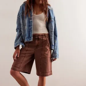 NWOT Free People Bayside Carpenter Shorts - SZ . 0 - Brown
