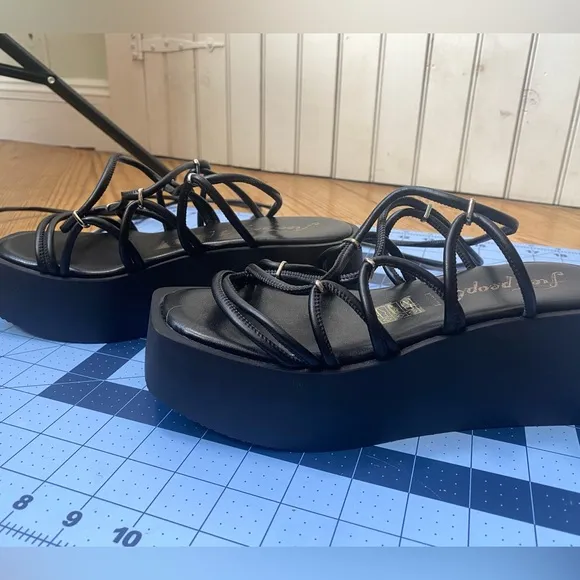 NWOT Free People Womens Georgie Wrap Platform Sandals Black Size EU 38/US 7.5