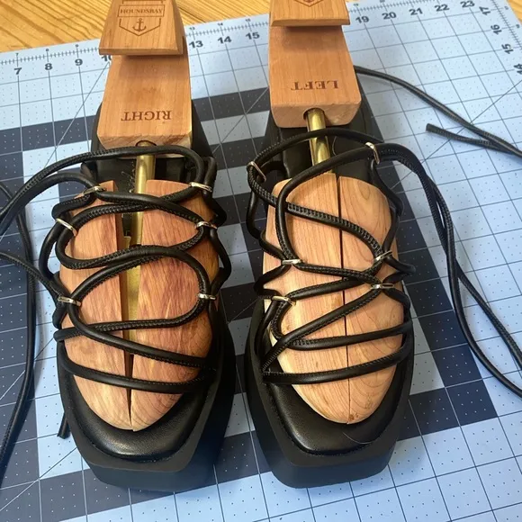 NWOT Free People Womens Georgie Wrap Platform Sandals Black Size EU 38/US 7.5