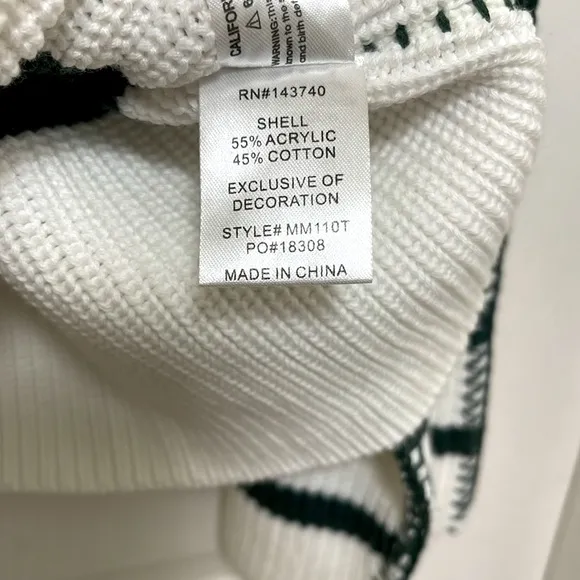 NWOT HYACINTH HOUSE White &amp; Forest Green Striped Emsley Turtleneck