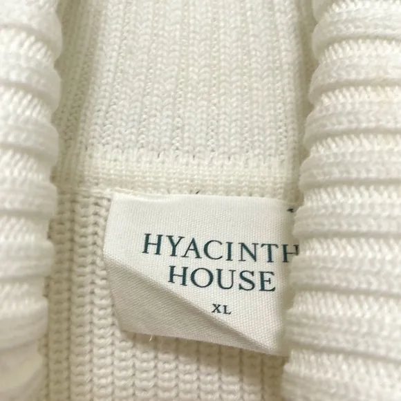 NWOT HYACINTH HOUSE White &amp; Forest Green Striped Emsley Turtleneck