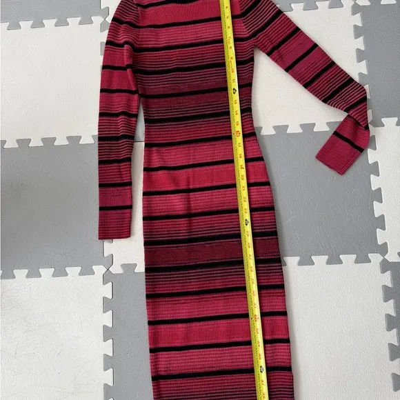 NWOT Karen Millen striped turtleneck long sleeve sweater dress rust black small