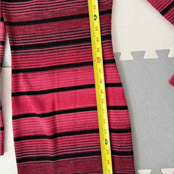 NWOT Karen Millen striped turtleneck long sleeve sweater dress rust black small