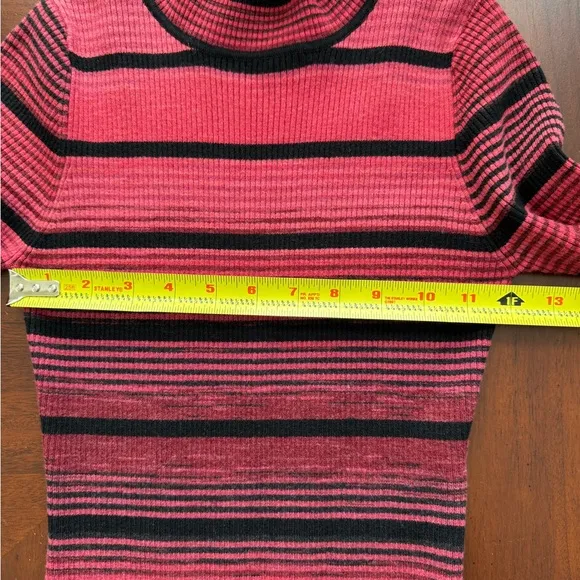 NWOT Karen Millen striped turtleneck long sleeve sweater dress rust black small