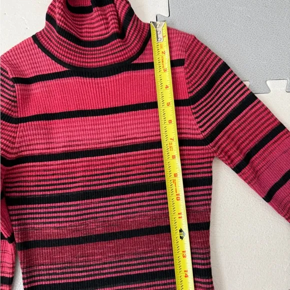 NWOT Karen Millen striped turtleneck long sleeve sweater dress rust black small