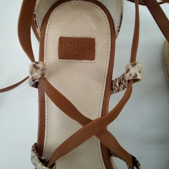 NWOT Louise et Cie Renz Platform Espidrills Wedge Sandals Snake Print Leather 9M