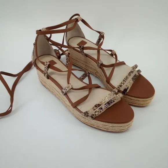 NWOT Louise et Cie Renz Platform Espidrills Wedge Sandals Snake Print Leather 9M
