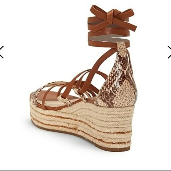 NWOT Louise et Cie Renz Platform Espidrills Wedge Sandals Snake Print Leather 9M