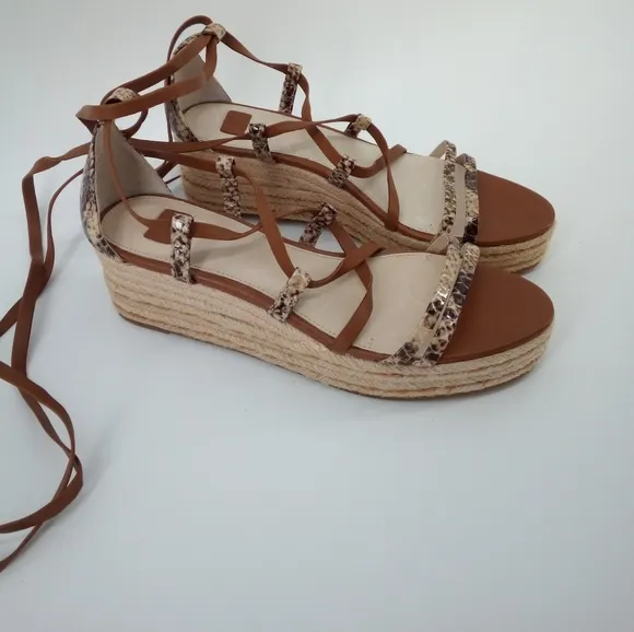NWOT Louise et Cie Renz Platform Espidrills Wedge Sandals Snake Print Leather 9M