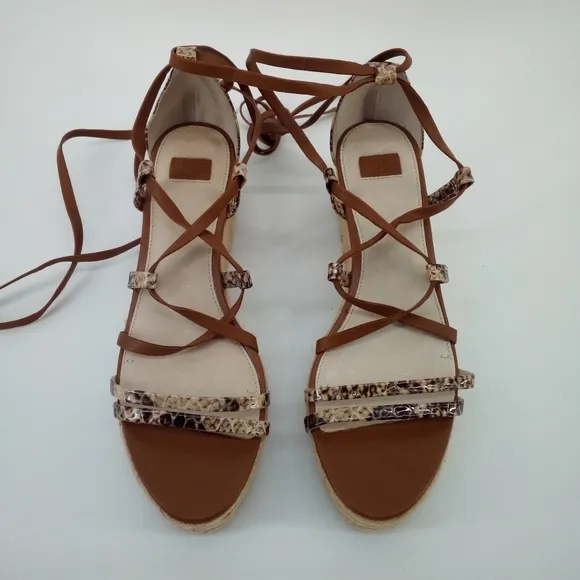 NWOT Louise et Cie Renz Platform Espidrills Wedge Sandals Snake Print Leather 9M