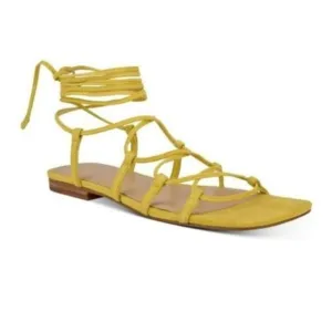 NWOT Marc Fisher Yellow Mahalia Ankle Wrap Sandals Size 10