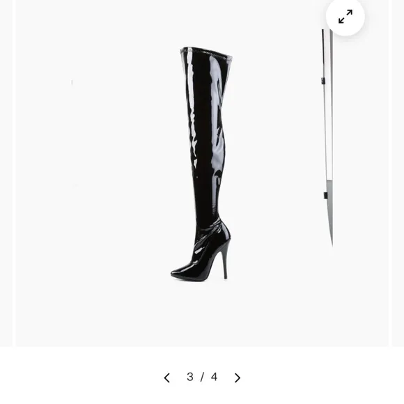 NWOT Pleaser Black Thigh-High Patent Leather Domina-3000 Thigh High Heel Boots