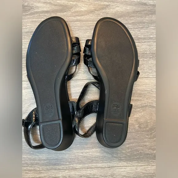 NWOT SAS Strippy Tripad Comfort Women’s Sandals Size 10 W Black Ankle Strap Lthr