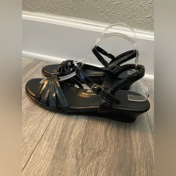 NWOT SAS Strippy Tripad Comfort Women’s Sandals Size 10 W Black Ankle Strap Lthr