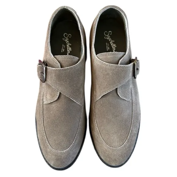 NWOT Seychelles | Women’s grey suede leather Catch Me Platform Loafers, size 7
