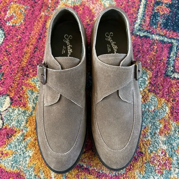 NWOT Seychelles | Women’s grey suede leather Catch Me Platform Loafers, size 7